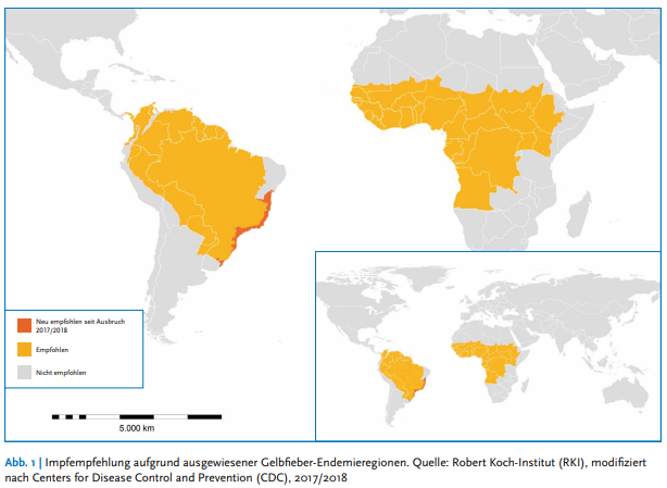 Impfempfehlung aufgrund ausgewiesener Gelbfieber-Endemiegebiet